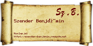 Szender Benjámin névjegykártya