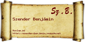 Szender Benjámin névjegykártya