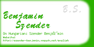 benjamin szender business card